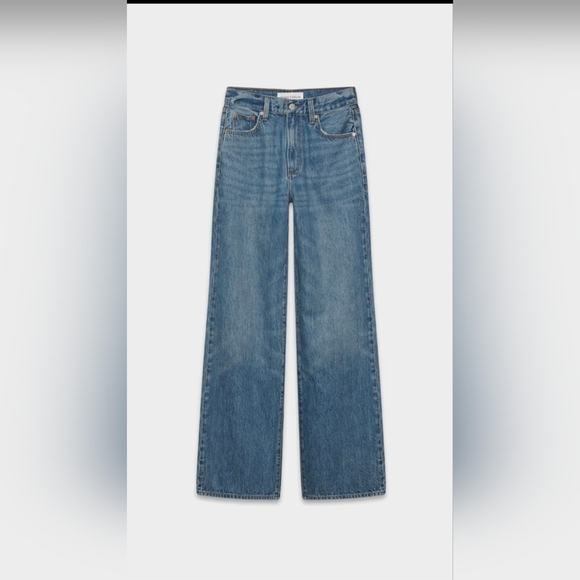 Denim Forum The Farrah High Rise Wide Leg Jeans Blue 23 Organic Cotton 70's - Picture 2 of 16